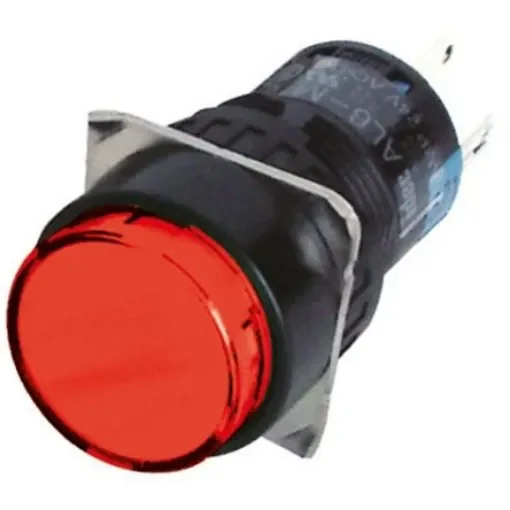 Idec Illuminated Push Button Switch, Latching, Panel Mount, 16.2mm Cutout, DPDT, Red LED, 250V, IP65 - AL6M-A23P-R product image