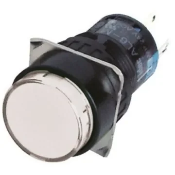 Idec Illuminated Push Button Switch, Momentary, Panel Mount, 16.2mm Cutout, SPDT, White LED, 250V, IP65 - AL6M-M14P-W product image