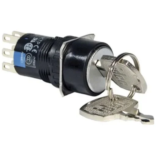Idec IP40, IP65 Key Switch, DPDT, 1 A 2-Way Common-Key - AS6M-2KT2PA product image