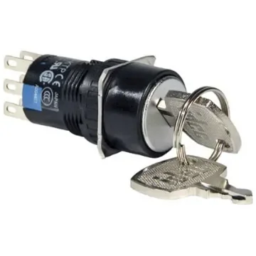 Idec IP40, IP65 Key Switch, DPDT, 1 A 2-Way Common-Key - AS6M-21KT2PB product image