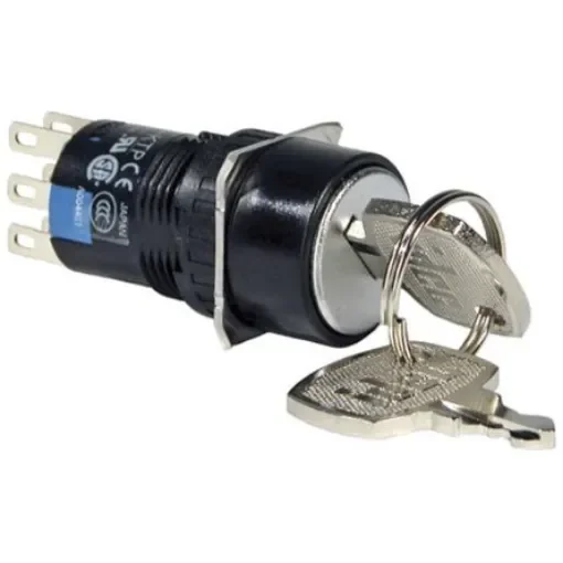 Idec IP40, IP65 Key Switch, DPDT, 1 A 2-Way Common-Key - AS6M-21KT2PB product image
