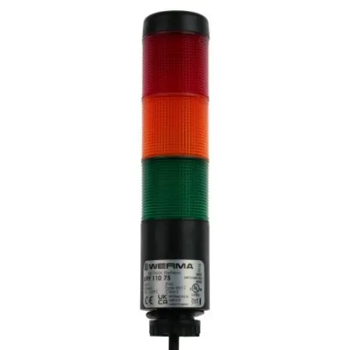 Werma Kompakt 37 Series Red/Green/Yellow Buzzer Signal Tower, 3 Lights, 24 V, Base Mount, Tube - 699.110.75 product image
