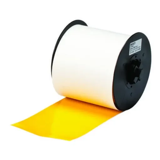 Brady B-7569 Vinyl Yellow Label Roll, 101.6mm Width, 1 Roll Qty - TAPE CART MMK 100 MM YELLOW B7569 35M product image