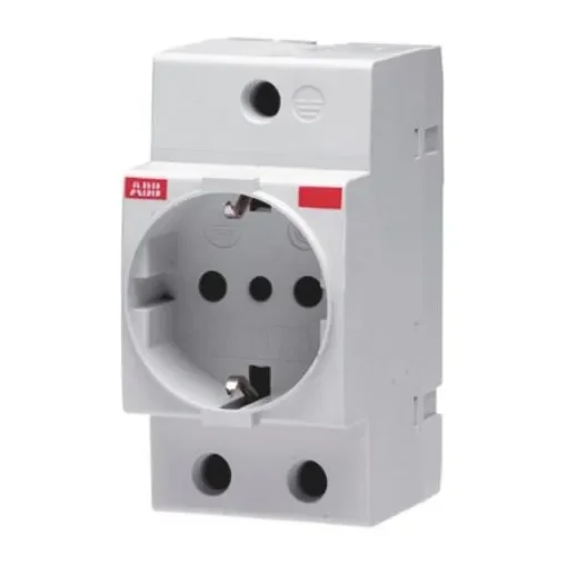 ABB Grey 1 Gang Plug Socket, 16A, Type L - Italian, Indoor Use - 2CSM112000R0701  M1173-L product image
