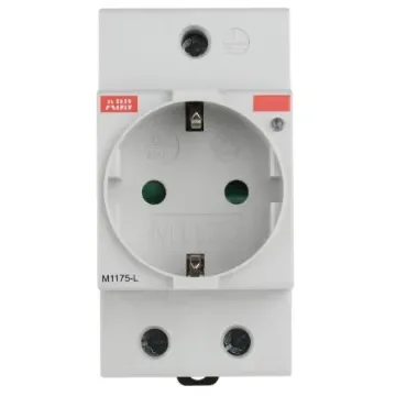 ABB M1175 White 1 Gang Plug Socket, 16A, Type F - German Schuko, Indoor Use - 2CSM212000R0721  M1175-L product image