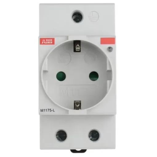ABB M1175 White 1 Gang Plug Socket, 16A, Type F - German Schuko, Indoor Use - 2CSM212000R0721  M1175-L product image
