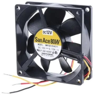 Sanyo Denki San Ace 9WP Series Axial Fan, 12 V dc, DC Operation, 61.9m³/h, 1.56W, 130mA Max, IP68, 80 x 80 x 25mm - 9WP0812H4011 product image