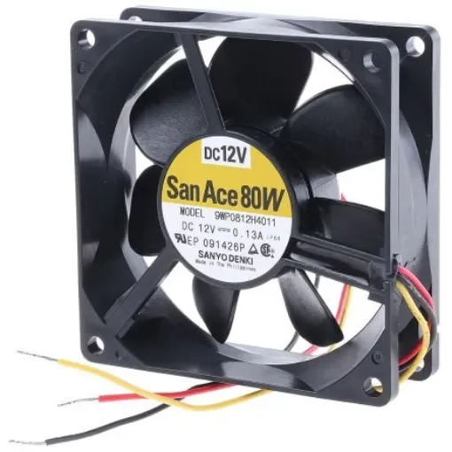 Sanyo Denki San Ace 9WP Series Axial Fan, 12 V dc, DC Operation, 61.9m³/h, 1.56W, 130mA Max, IP68, 80 x 80 x 25mm - 9WP0812H4011 product image