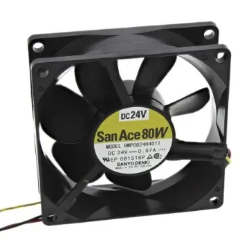 Sanyo Denki San Ace 9WP Series Axial Fan, 24 V dc, DC Operation, 61.9m³/h, 1.68W, 70mA Max, IP68, 80 x 80 x 25mm - 9WP0824H4011 product image