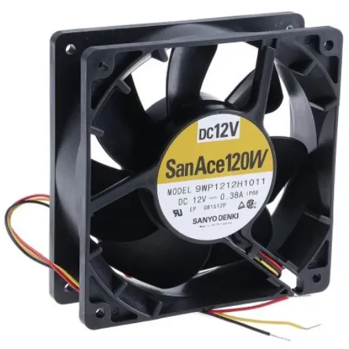 Sanyo Denki San Ace 9WP Series Axial Fan, 12 V dc, DC Operation, 168.3m³/h, 4.56W, 380mA Max, IP68, 119 x 119 x 38mm - 9WP1212H1011 product image