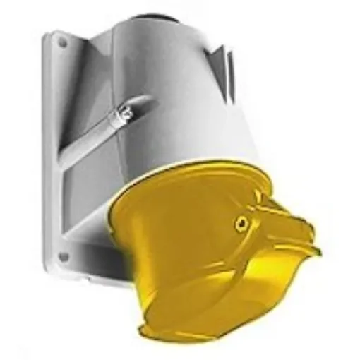 Amphenol Industrial, CMA IP44 Yellow Panel Mount 3P + E Right Angle Industrial Power Socket, Rated At 16A, 110 V - 2CMA193104R1000  316RS4 product image