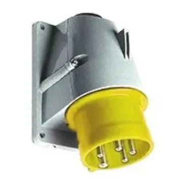 Amphenol Industrial, CMA IP44 Yellow Panel Mount 2P + E Right Angle Industrial Power Plug, Rated At 32A, 110 V - 2CMA193313R1000  232BS4 product image