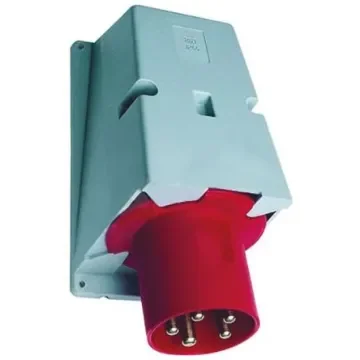 Amphenol Industrial, Tough & Safe IP44 Red Panel Mount 3P + N + E Right Angle Industrial Power Plug, Rated At 63A, 415 V - 2CMA167566R1000  463BS6 product image