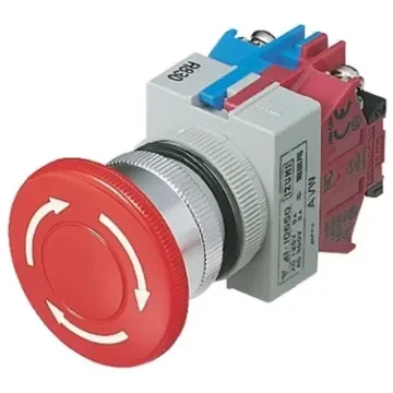 Idec TW Series Twist Release Emergency Stop Push Button, Panel Mount, 22mm Cutout, 1NC, IP65 - AVW401-R product image