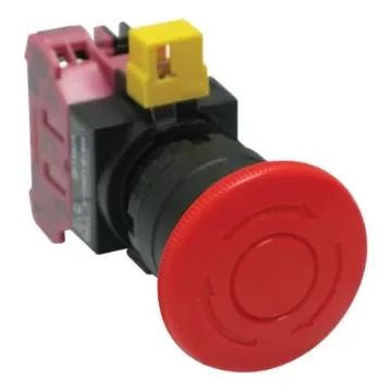 Idec HW Series Twist Release Emergency Stop Push Button, Panel Mount, 22mm Cutout, 1NC, IP65 - HW1B-V4F01-R product image