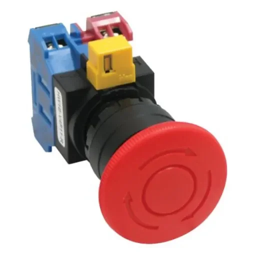 Idec HW Series Twist Release Emergency Stop Push Button, Panel Mount, 22mm Cutout, 1 NO + 1 NC, IP65 - HW1B-V4F11-R product image