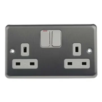 MK Electric Albay Plus 2 Gang Plug Socket, 13A, Type G - British - K2948BRC product image