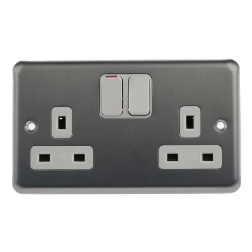 MK Electric Albay Plus 2 Gang Plug Socket, 13A, Type G - British - K2948BRC product image
