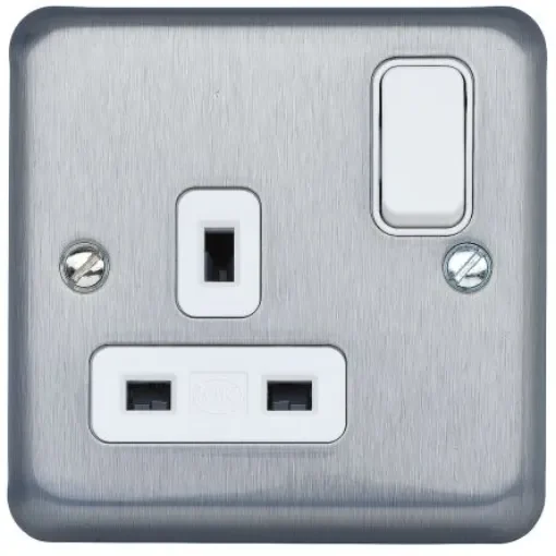 MK Electric Albay Plus 1 Gang Plug Socket, 13A, Type G - British - K2958BRC product image