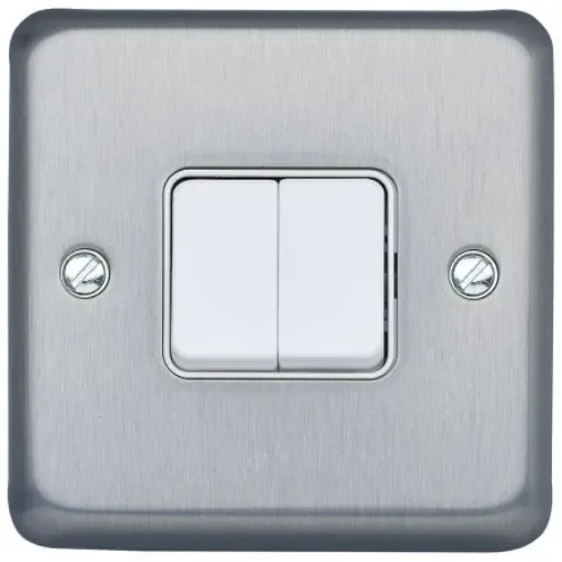 MK Electric Rocker Light Switch, 2 Way, 2 Gang, Albany Plus - K4672BRC product image