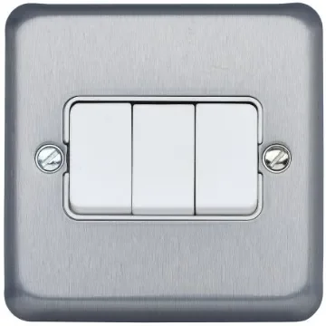 MK Electric Rocker Light Switch, 2 Way, 3 Gang, Albany Plus - K4673BRC product image