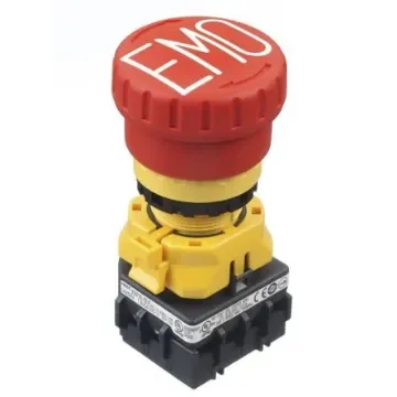 Idec XW1E Series Twist Release Emergency Stop Push Button, Panel Mount, 22mm Cutout, 1NO + 3NC, IP65 - XW1E-BV413M-RH-EMO product image