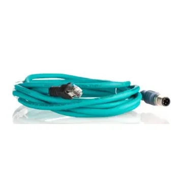Turck, 3m Cat5e, Teal M12 to Male RJ45 Male Shielded, Terminated TPE Sheath - RSSD RJ45S 441-3M product image