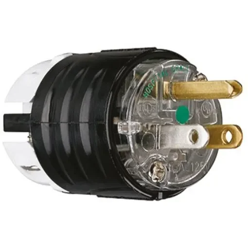 PASS & SEYMOUR USA Mains Plug, 15A Black, Clear, Cable Mount Nylon Screw, 125 V - PS5266-XHG product image
