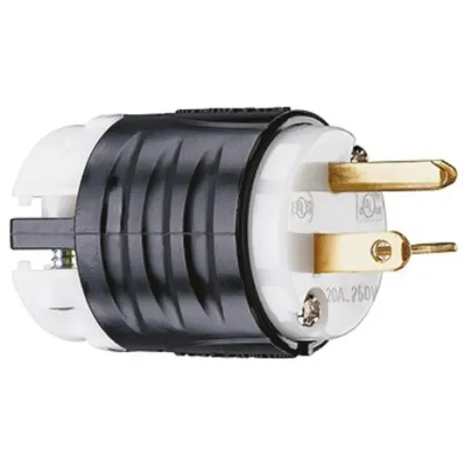 PASS & SEYMOUR USA Mains Plug, 20A Black, White, Cable Mount Nylon Screw, 250 V - PS5466-X product image