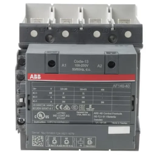 ABB AF140-40-11B-13 AF Contactor, 230 V ac Coil, 4-Pole, 200 A, 75 kW, 4NO, 690 V ac - 1SFL447102R1311  AF140-40-11B-13 product image