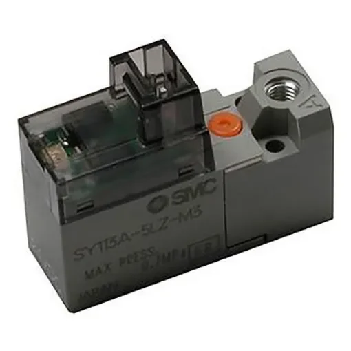 SMC 3/2 Pneumatic Solenoid Valve - Solenoid/Spring Metric M3 SY100 Series 24V dc - SY114-5MO product image