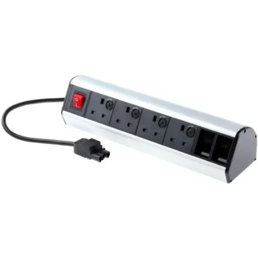 RS PRO Type G - British 4 Gang Power Distribution Unit, 1m Cable, 230V, Fused - 8399796 product image