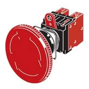 Omron A22E Series Twist Release Illuminated Emergency Stop Push Button, Panel Mount, 22mm Cutout, 2NC, IP65 - A22EL02 product image