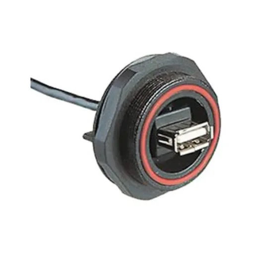 Bulgin Straight, Panel Mount, Socket- Single Port Type A 2.0 IP68 Type A USB Connector - PX0849/A product image