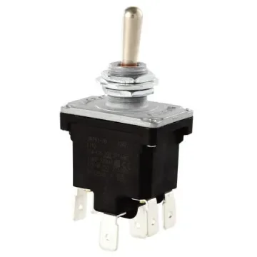 Honeywell Toggle Switch, Panel Mount, (On)-Off-(On), DPDT, Tab Terminal - 2NT91-7 product image