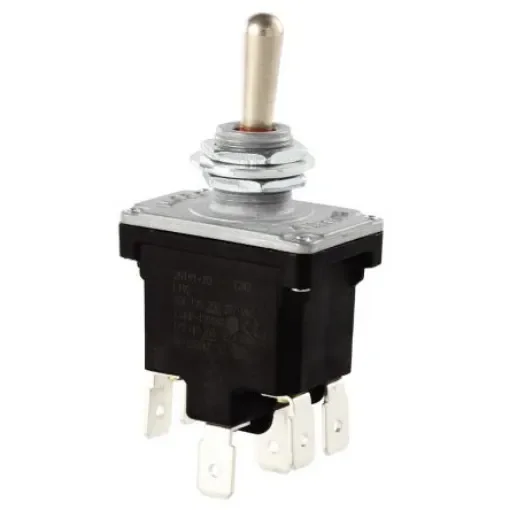 Honeywell Toggle Switch, Panel Mount, (On)-Off-(On), DPDT, Tab Terminal - 2NT91-7 product image