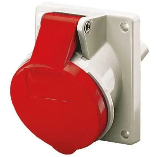 MENNEKES IP44 Red Panel Mount 4P Angled Industrial Power Socket, Rated At 32A, 400 V - 1496 product image