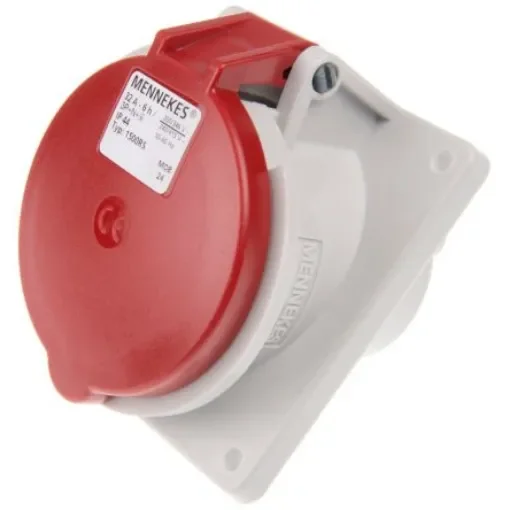 MENNEKES IP44 Red Panel Mount 3P + N + E Angled Industrial Power Socket, Rated At 32A, 400 V - 1500 product image