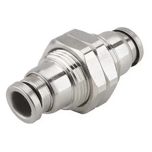 SMC KQG2 Series Bulkhead Tube-to-Tube Adaptor, Push In 1/4 in to Push In 1/4 in, Tube-to-Tube Connection Style - KQG2E07-00 product image