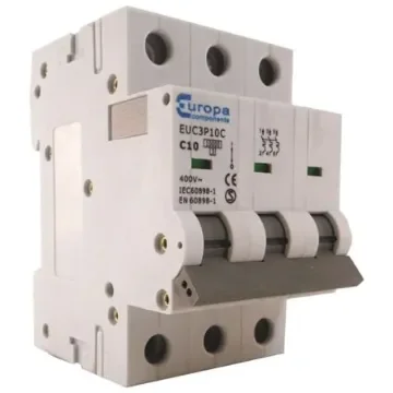 Europa EUC3P EUC MCB, 3P, 10A Curve C, 230V AC, 10 kA Breaking Capacity - EUC3P10C product image