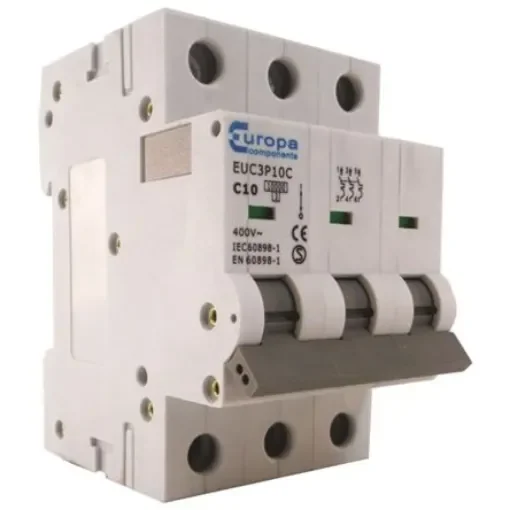 Europa EUC3P EUC MCB, 3P, 6A Curve C, 230V AC, 10 kA Breaking Capacity - EUC3P6C product image