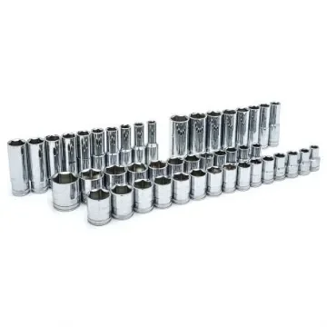 GearWrench 49-Piece Imperial, Metric 1/2 in Deep Socket/Standard Socket Set with Ratchet, 6 point - 80700P product image
