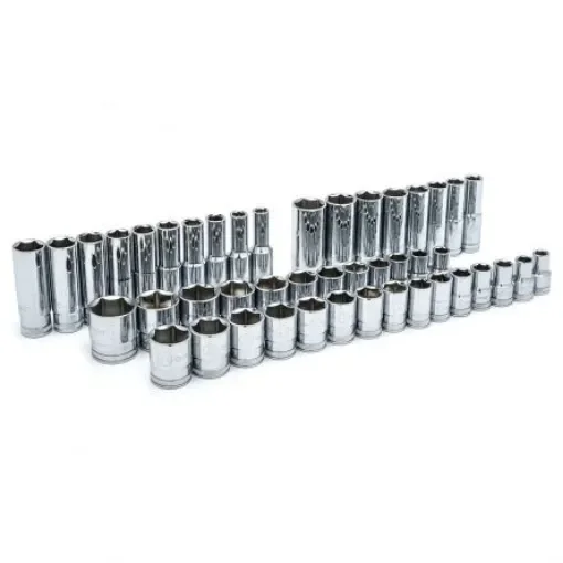 GearWrench 49-Piece Imperial, Metric 1/2 in Deep Socket/Standard Socket Set with Ratchet, 6 point - 80700P product image