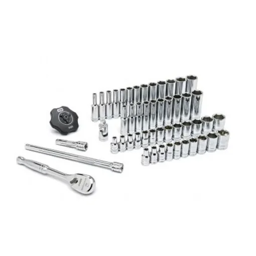 GearWrench 51-Piece Imperial, Metric 1/4 in Deep Socket/Standard Socket Set with Ratchet, 6 point - 80300P product image