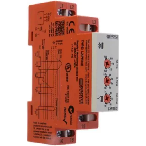 Broyce Control Phase, Voltage Monitoring Relay, 3 Phase, SPDT, DIN Rail - LXPRC/S 400V product image