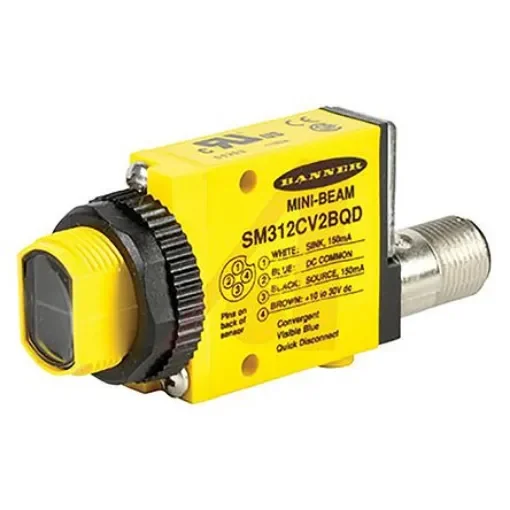 Banner Convergent Photoelectric Sensor, Block Sensor, 43 mm Detection Range - SM312CV2MHSQD product image