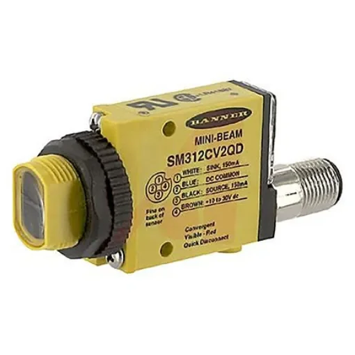 Banner Convergent Photoelectric Sensor, Block Sensor, 43 mm Detection Range - SM312CV2QD product image