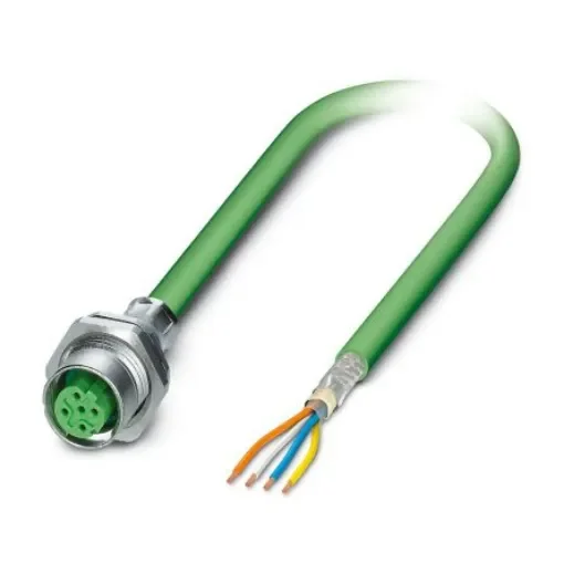 Phoenix ContactSACCBP, 500mm Cat5, Green M12 to Female Unterminated Shielded, Terminated PUR Sheath - 1437766 product image