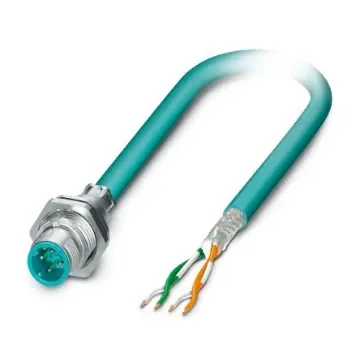 Phoenix ContactSACCBP, 1m Cat5, Blue M12 to Male Unterminated Shielded, Terminated PUR Sheath - 1437737 product image
