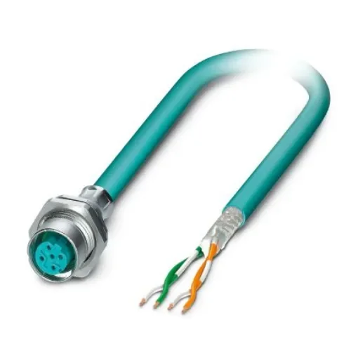 Phoenix ContactSACCBP, 5m Cat5, Blue M12 to Female Unterminated Shielded, Terminated PUR Sheath - 1437711 product image
